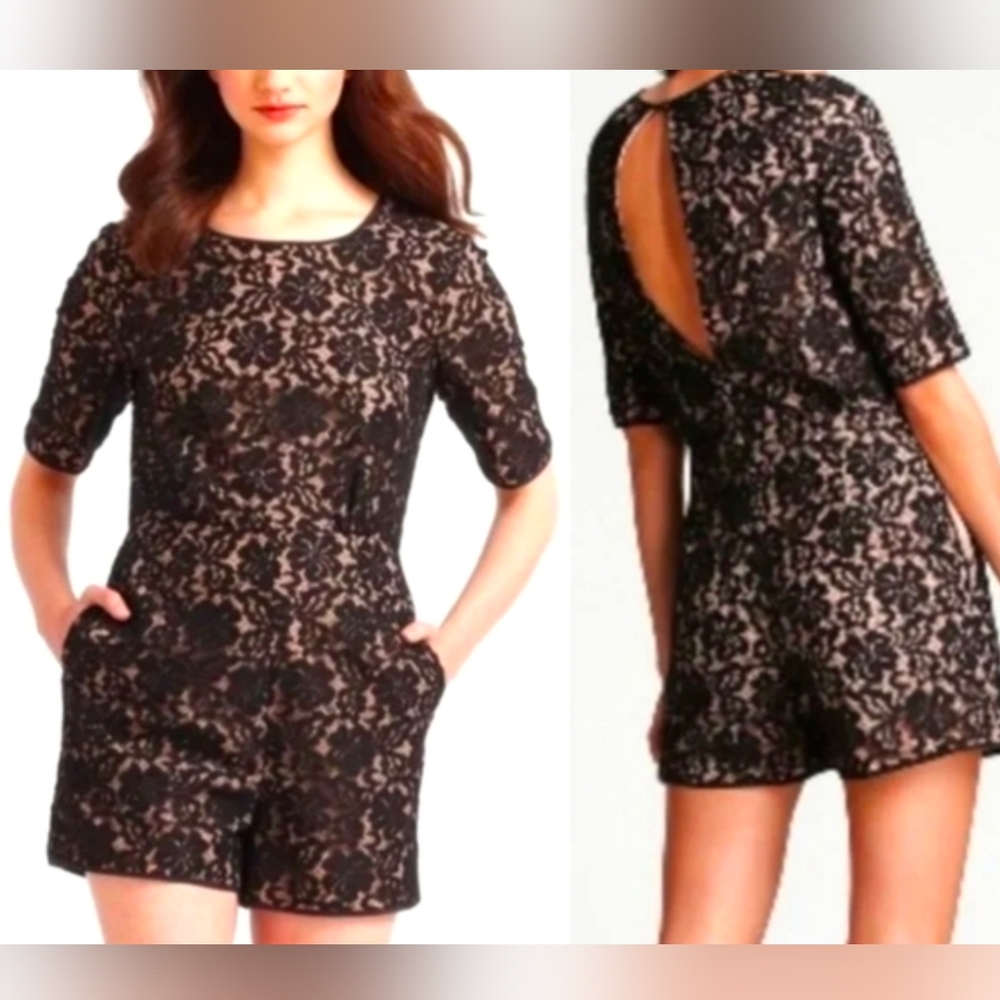 BCBGMaxAzria Black Lace Jumpsuit